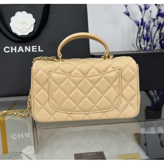 CHANEL MINI FLAP BAG WITH TOP HANDLE  AS2431 Apricot