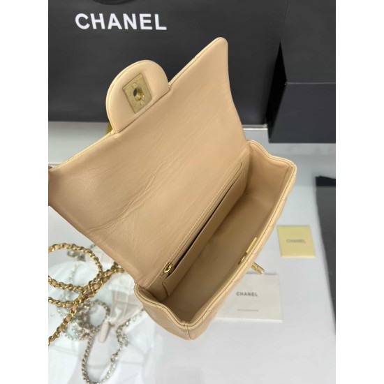 CHANEL MINI FLAP BAG WITH TOP HANDLE  AS2431 Apricot