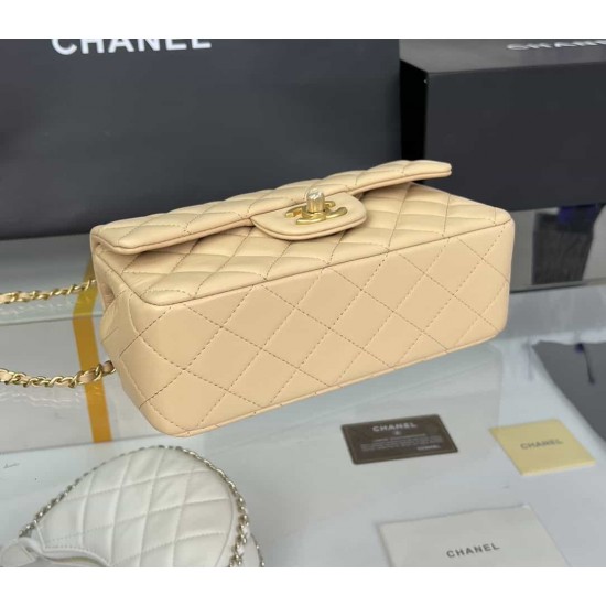 CHANEL MINI FLAP BAG WITH TOP HANDLE  AS2431 Apricot