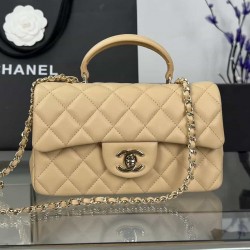 CHANEL MINI FLAP BAG WITH TOP HANDLE  AS2431 Apricot