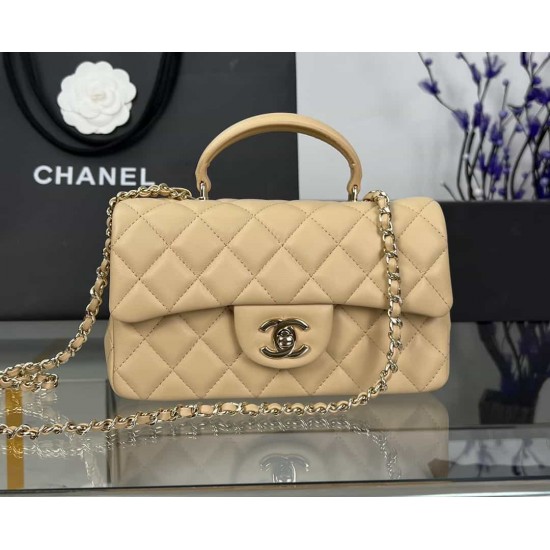 CHANEL MINI FLAP BAG WITH TOP HANDLE  AS2431 Apricot