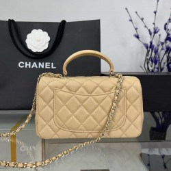 CHANEL MINI FLAP BAG WITH TOP HANDLE  AS2431 Apricot