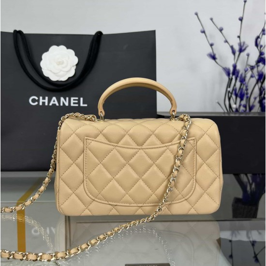 CHANEL MINI FLAP BAG WITH TOP HANDLE  AS2431 Apricot