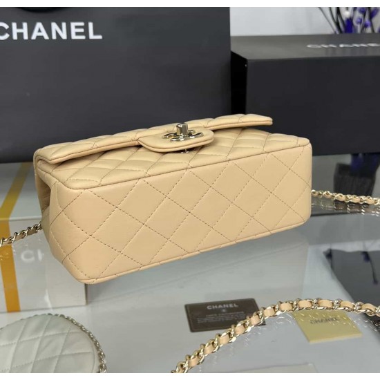 CHANEL MINI FLAP BAG WITH TOP HANDLE  AS2431 Apricot