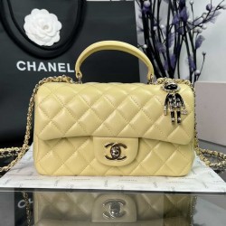 CHANEL MINI FLAP BAG WITH TOP HANDLE  AS2431 Yellow