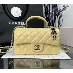 CHANEL MINI FLAP BAG WITH TOP HANDLE  AS2431 Yellow