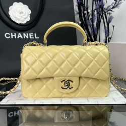 CHANEL MINI FLAP BAG WITH TOP HANDLE  AS2431 Yellow