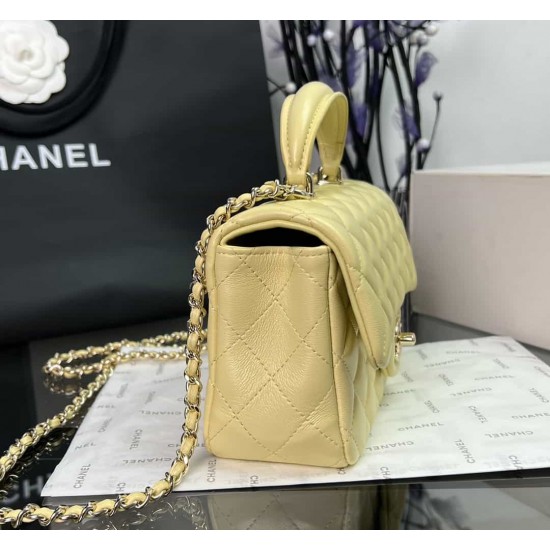 CHANEL MINI FLAP BAG WITH TOP HANDLE  AS2431 Yellow