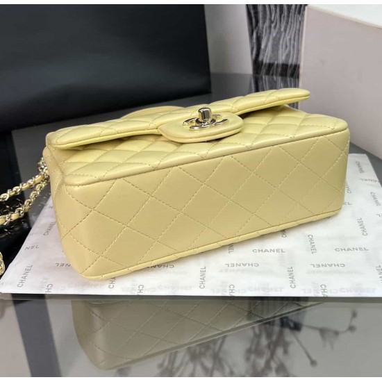 CHANEL MINI FLAP BAG WITH TOP HANDLE  AS2431 Yellow