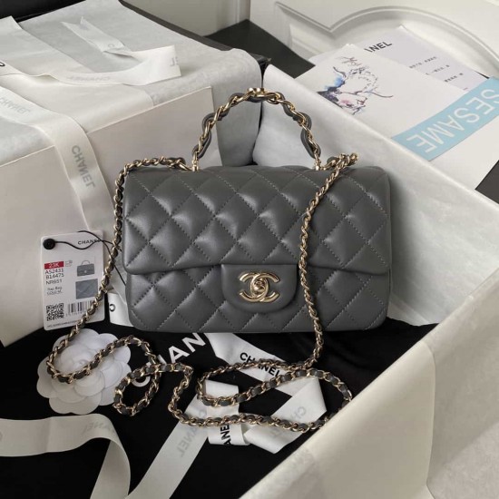 CHANEL MINI FLAP BAG WITH TOP HANDLE  AS2431 Grey