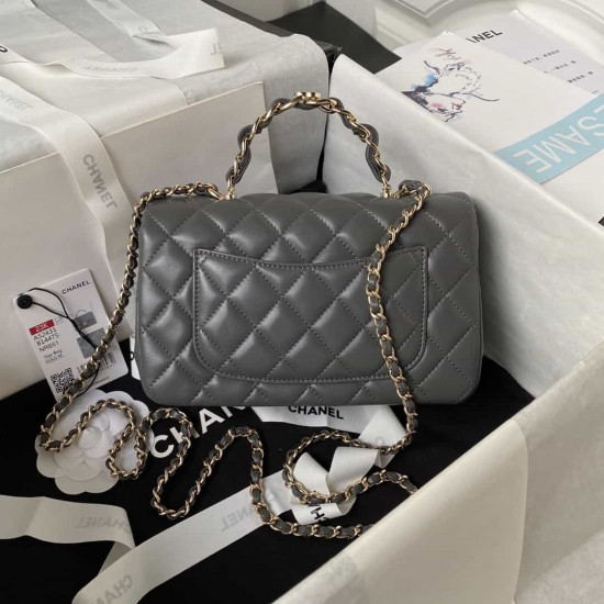 CHANEL MINI FLAP BAG WITH TOP HANDLE  AS2431 Grey