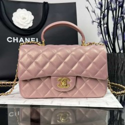 CHANEL MINI FLAP BAG WITH TOP HANDLE  AS2431 Purple