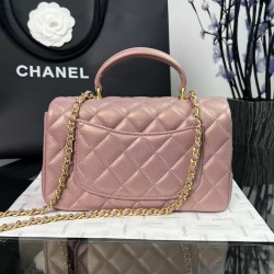 CHANEL MINI FLAP BAG WITH TOP HANDLE  AS2431 Purple