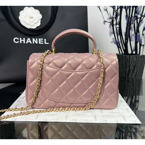 CHANEL MINI FLAP BAG WITH TOP HANDLE  AS2431 Purple