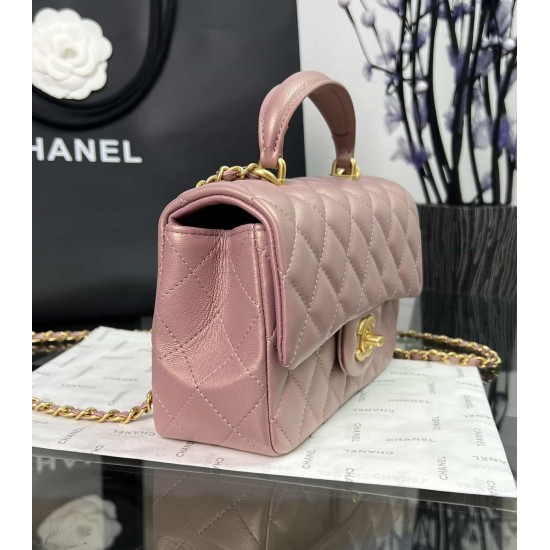 CHANEL MINI FLAP BAG WITH TOP HANDLE  AS2431 Purple