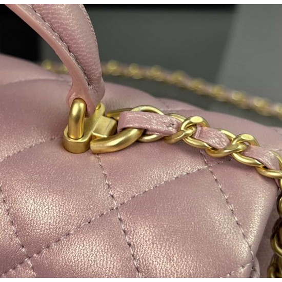 CHANEL MINI FLAP BAG WITH TOP HANDLE  AS2431 Purple