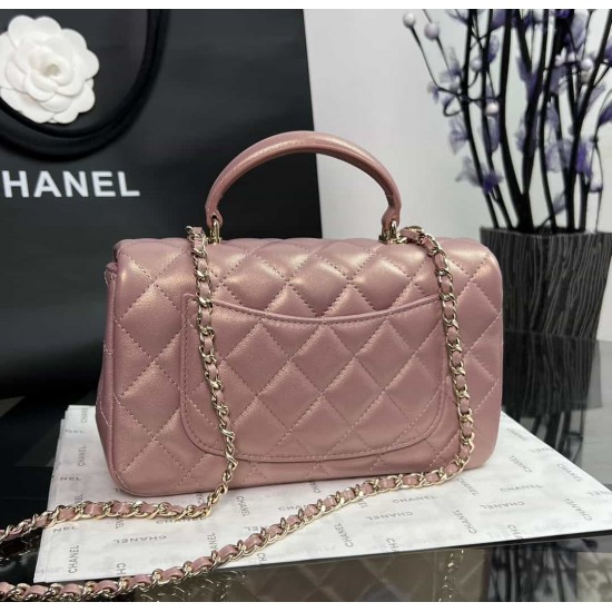 CHANEL MINI FLAP BAG WITH TOP HANDLE  AS2431 Purple