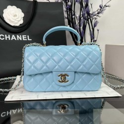 CHANEL MINI FLAP BAG WITH TOP HANDLE  AS2431 Blue