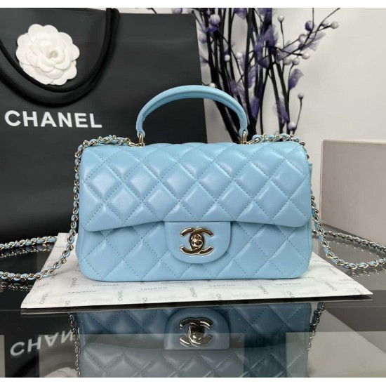 CHANEL MINI FLAP BAG WITH TOP HANDLE  AS2431 Blue