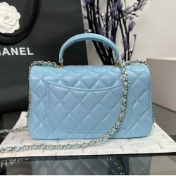 CHANEL MINI FLAP BAG WITH TOP HANDLE  AS2431 Blue