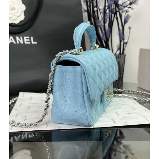 CHANEL MINI FLAP BAG WITH TOP HANDLE  AS2431 Blue