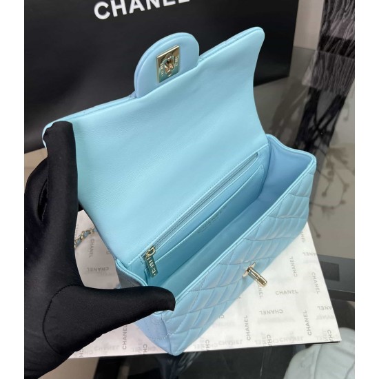 CHANEL MINI FLAP BAG WITH TOP HANDLE  AS2431 Blue