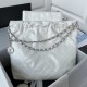 CHANEL 22 Small Bag HANDBAG Calfskin, Silver-Tone White  AS3260