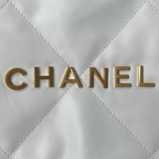 CHANEL 22 Small Bag HANDBAG Calfskin, Gold-Tone White  AS3260