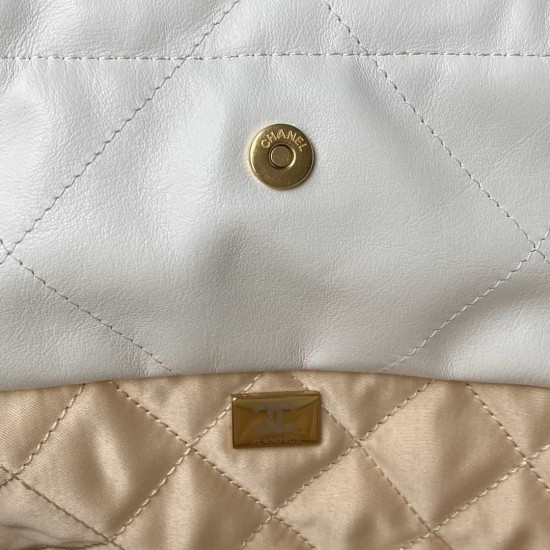 CHANEL 22 Small Bag HANDBAG Calfskin, Gold-Tone White  AS3260