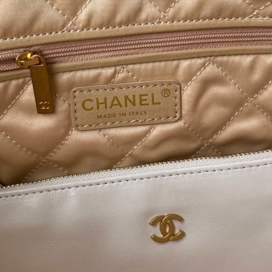 CHANEL 22 Small Bag HANDBAG Calfskin, Gold-Tone White  AS3260