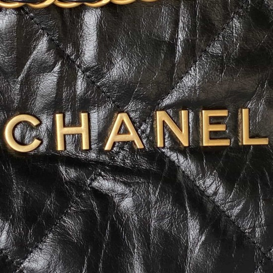 CHANEL 22 Small Bag HANDBAG Calfskin, Gold-Tone Black AS3260