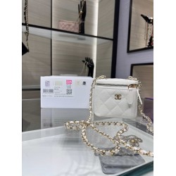 Chanel Mini Vanity Chain Shoulder Bag White AP1340 