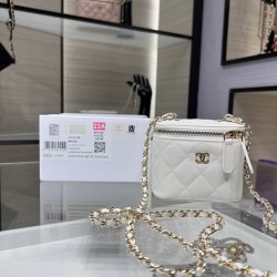 Chanel Mini Vanity Chain Shoulder Bag White AP1340 