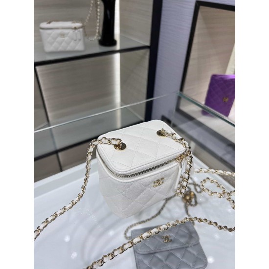 Chanel Mini Vanity Chain Shoulder Bag White AP1340 