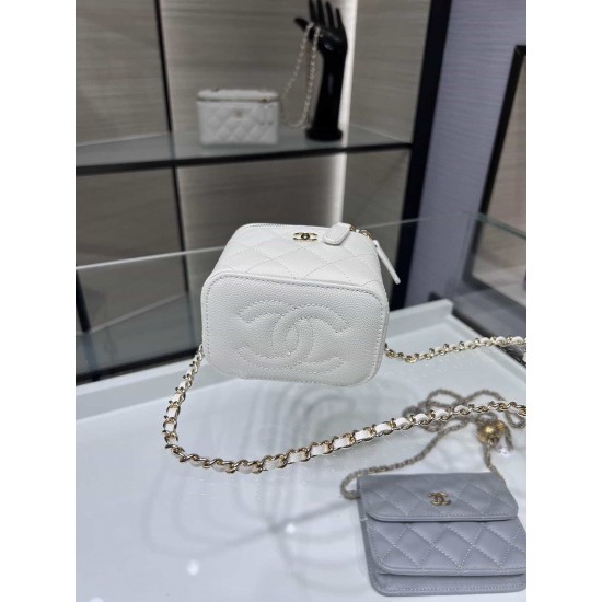 Chanel Mini Vanity Chain Shoulder Bag White AP1340 