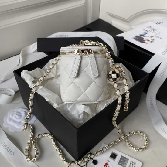 Chanel Small Vanity Chain Shoulder Bag  White AP1447 