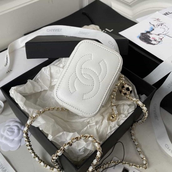 Chanel Small Vanity Chain Shoulder Bag  White AP1447 