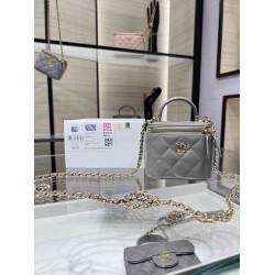 Chanel 22 Cyanine Small Vanity With Chain Grey AP2198