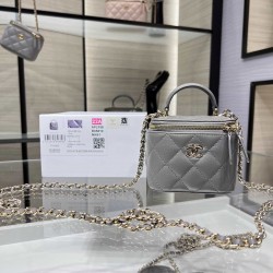 Chanel 22 Cyanine Small Vanity With Chain Grey AP2198