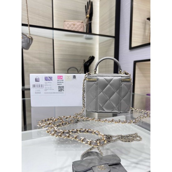 Chanel 22 Cyanine Small Vanity With Chain Grey AP2198