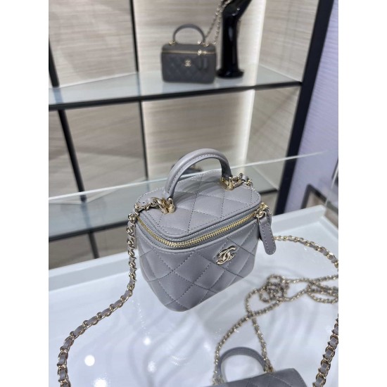 Chanel 22 Cyanine Small Vanity With Chain Grey AP2198