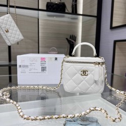 Chanel 22 Cyanine Small Vanity With Chain White AP2198