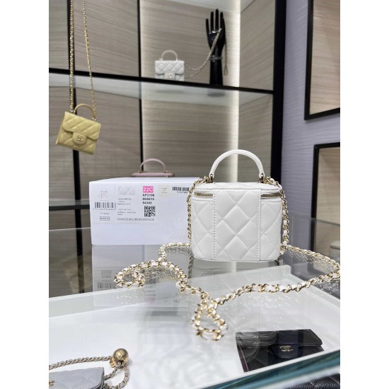 Chanel 22 Cyanine Small Vanity With Chain White AP2198