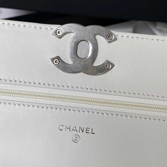 CHANEL 19 WALLET ON CHAIN White AP3267 