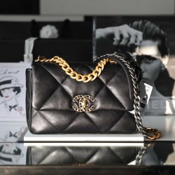 CHANEL 19 FLAP LARGE HANDBAG Black AS1161