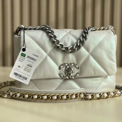 CHANEL 19 FLAP HANDBAG White AS1160