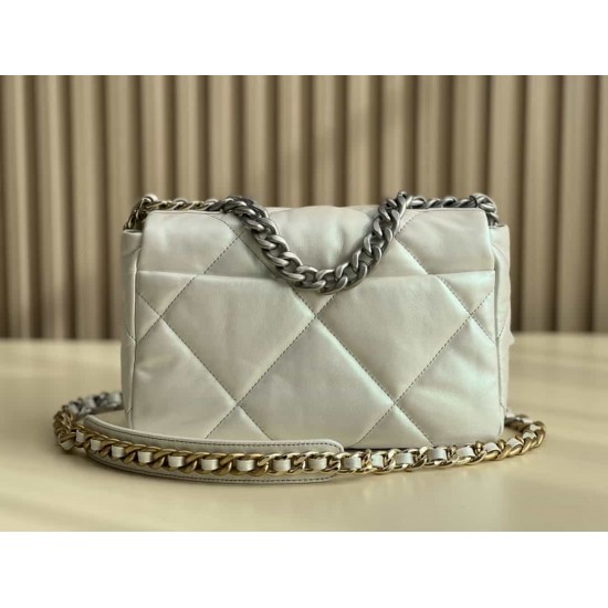 CHANEL 19 FLAP HANDBAG White AS1160