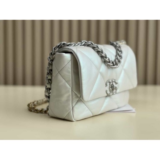 CHANEL 19 FLAP HANDBAG White AS1160