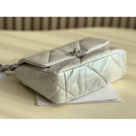 CHANEL 19 FLAP HANDBAG White AS1160