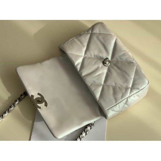 CHANEL 19 FLAP HANDBAG White AS1160